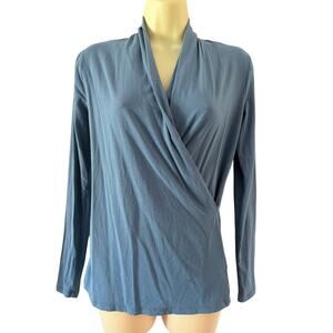Lauren Ralph Lauren Blue Knit Surplice Top Size Small Elegant Classic Office